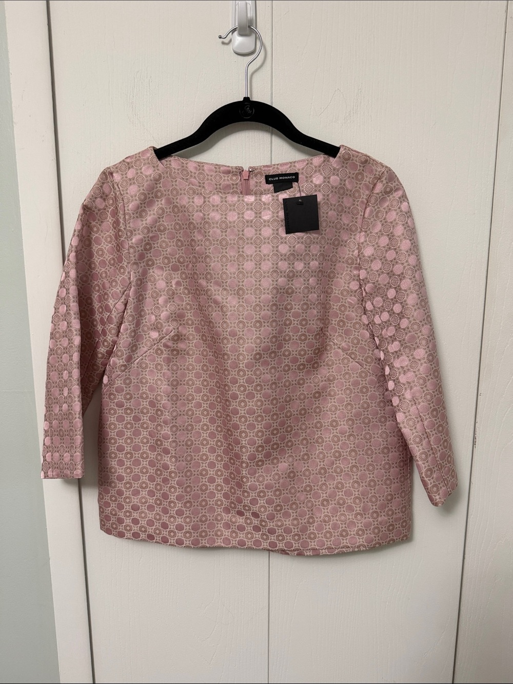 Club Monaco Pink Broderie Long-Sleeve Top